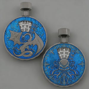 7-in-1 Press Dial Metal Dice+Box,DND Gift Pearlescent Blue