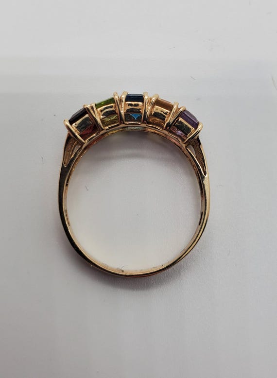 Vintage 10K Statement Ring with Multiple Gemstone… - image 5