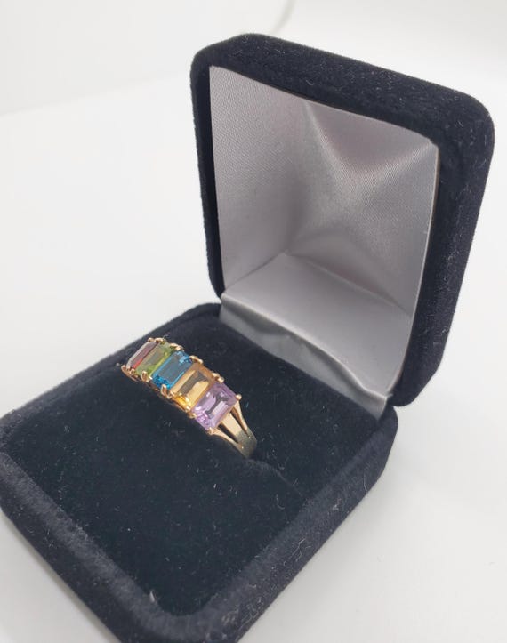 Vintage 10K Statement Ring with Multiple Gemstone… - image 3