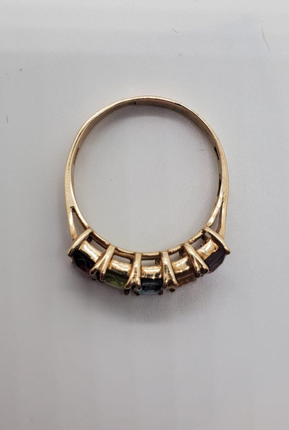 Vintage 10K Statement Ring with Multiple Gemstone… - image 4