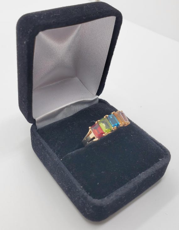 Vintage 10K Statement Ring with Multiple Gemstone… - image 2