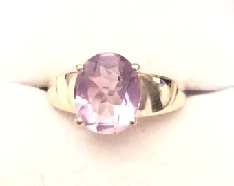 Authentic Vintage Large AMETHYST GOLD Sterling SILVER 925 Ring, Engagement, Promise, Friendship Ring, Birthday, Free Postage.