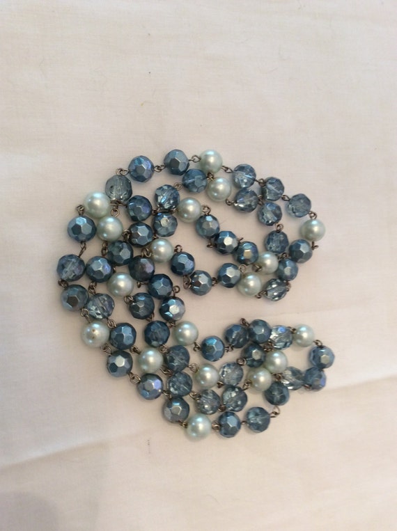 Authentic Vintage Shades Of BLUE GLASS BEADS Neck… - image 4