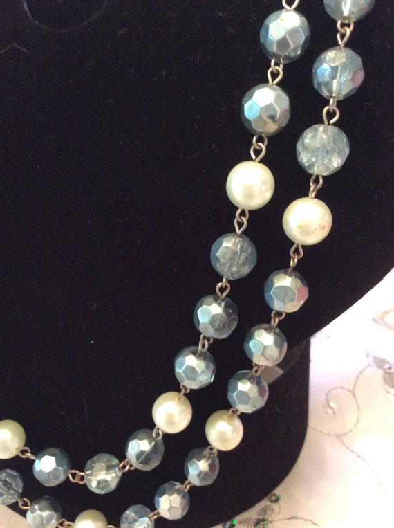 Authentic Vintage Shades Of BLUE GLASS BEADS Neck… - image 5