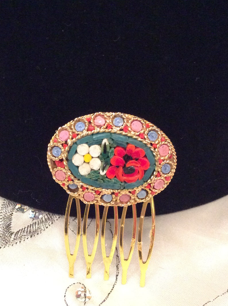 Wedding Birthday Free Postage. Prom Bridesmaid Bride Authentic Vintage ONE Of A KIND Large Stunning Large MicroMosaic Hair Comb