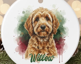 Goldendoodle-hondenornament met aangepaste naam