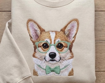 Embroidered "Style" Corgi Shirt – Funny Dog Lover Sweatshirt – Cozy Minimalist Pet Apparel – Corgi Spring Gift Tee