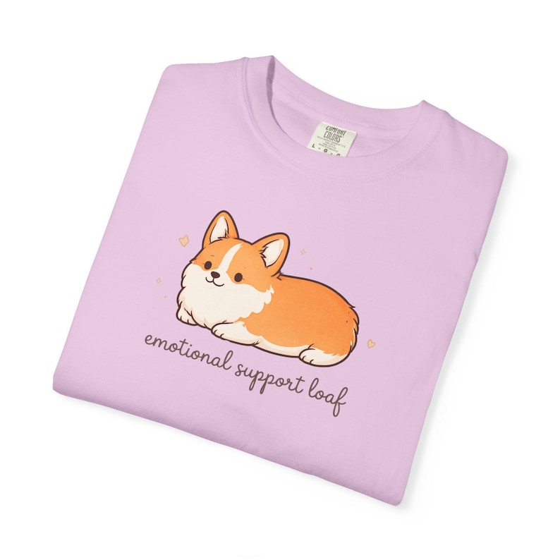 Comfort Colors Corgi Shirt - Emotional Support Loaf – Cute Minimalist Dog Tee, Funny Corgi Lover Gift Orchid