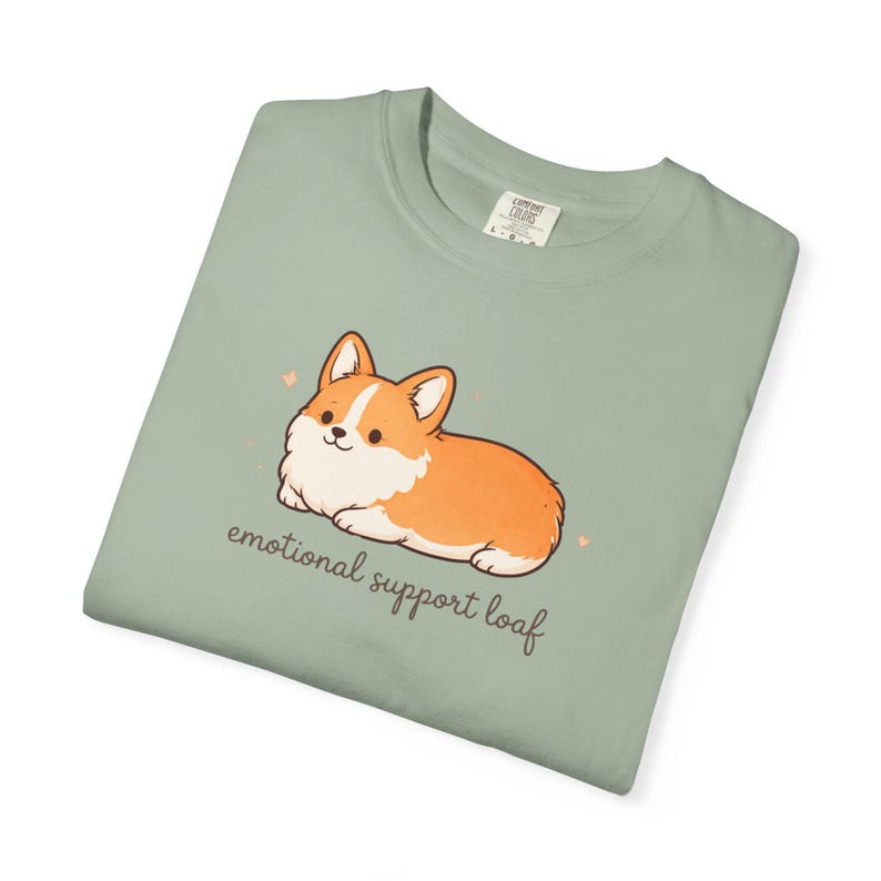 Comfort Colors Corgi Shirt - Emotional Support Loaf – Cute Minimalist Dog Tee, Funny Corgi Lover Gift Bay