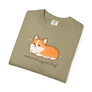 Comfort Colors Corgi Shirt - Emotional Support Loaf – Cute Minimalist Dog Tee, Funny Corgi Lover Gift Khaki