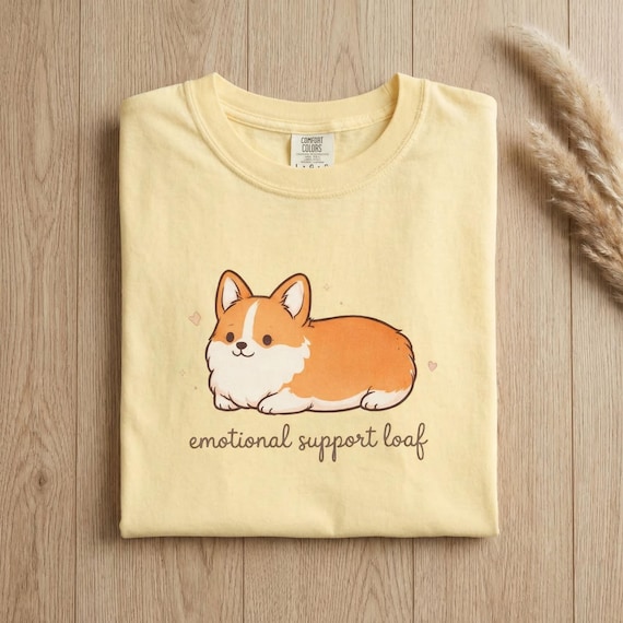 Comfort Colors Corgi Shirt - Emotional Support Loaf – Cute Minimalist Dog Tee, Funny Corgi Lover Gift