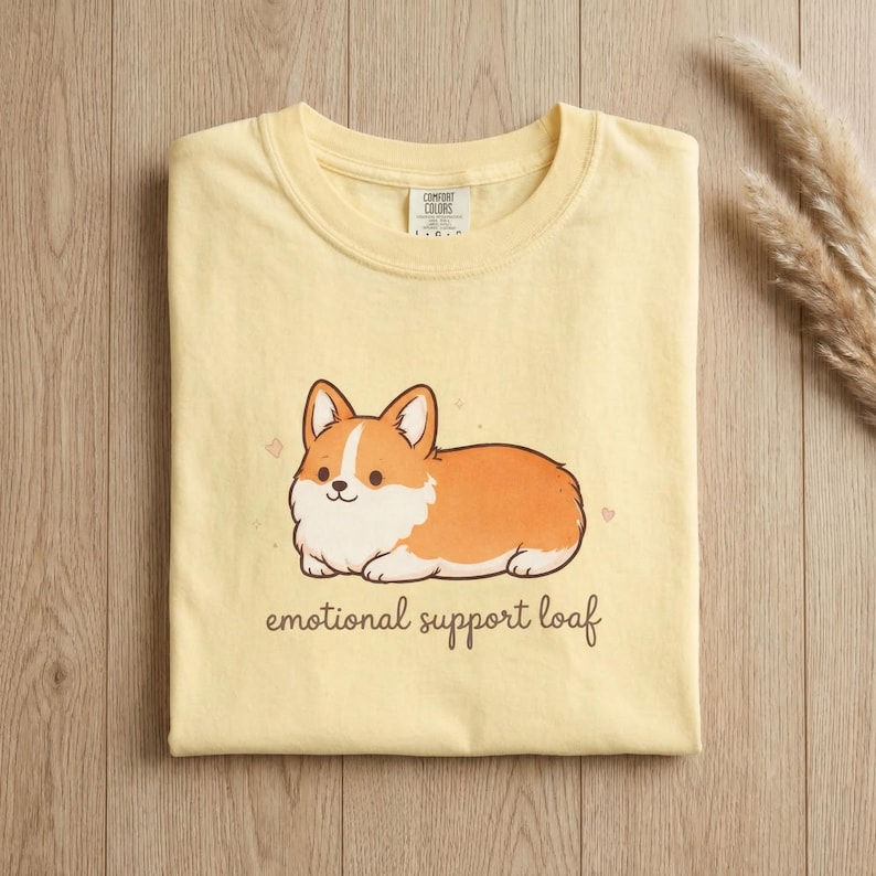 Comfort Colors Corgi Shirt - Emotional Support Loaf – Cute Minimalist Dog Tee, Funny Corgi Lover Gift Banana