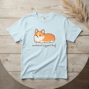 Comfort Colors Corgi Shirt - Emotional Support Loaf – Cute Minimalist Dog Tee, Funny Corgi Lover Gift Chambray