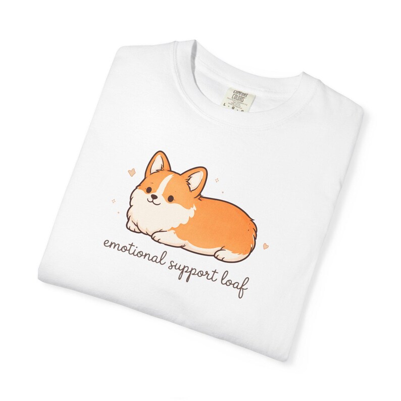 Comfort Colors Corgi Shirt - Emotional Support Loaf – Cute Minimalist Dog Tee, Funny Corgi Lover Gift White