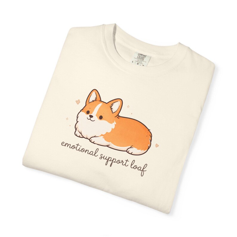 Comfort Colors Corgi Shirt - Emotional Support Loaf – Cute Minimalist Dog Tee, Funny Corgi Lover Gift Ivory