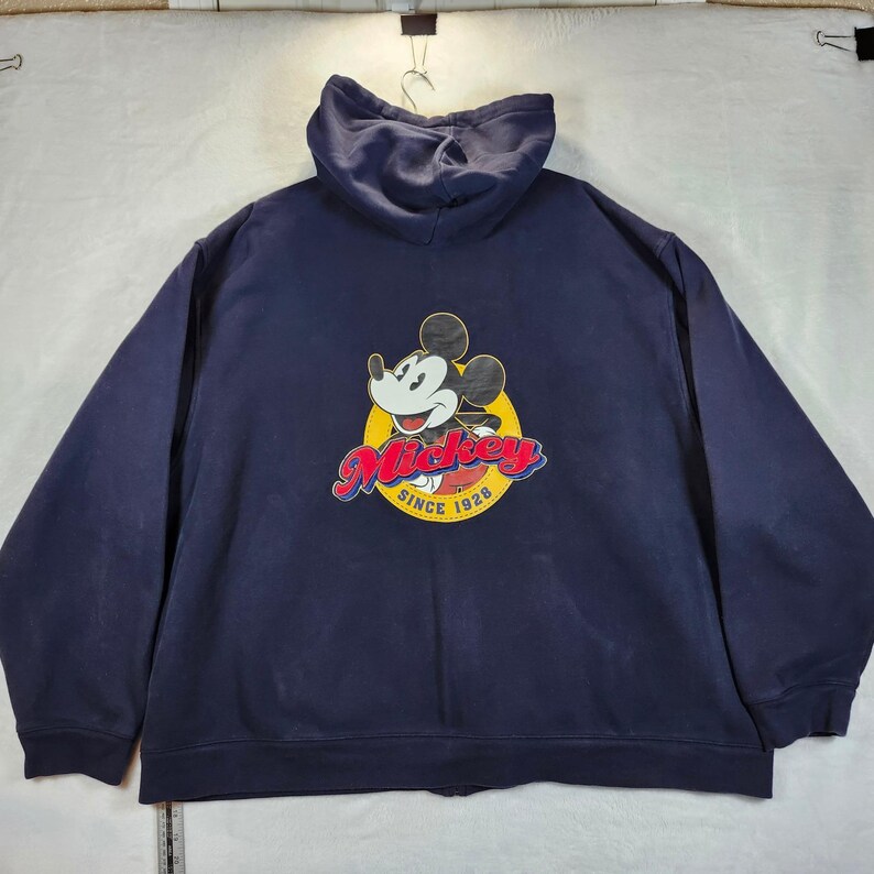Disney Mickey Mouse Zip Up Hoodie Sweatshirt Navy Blue XXL Authentic Disney Stor zdjęcie 2