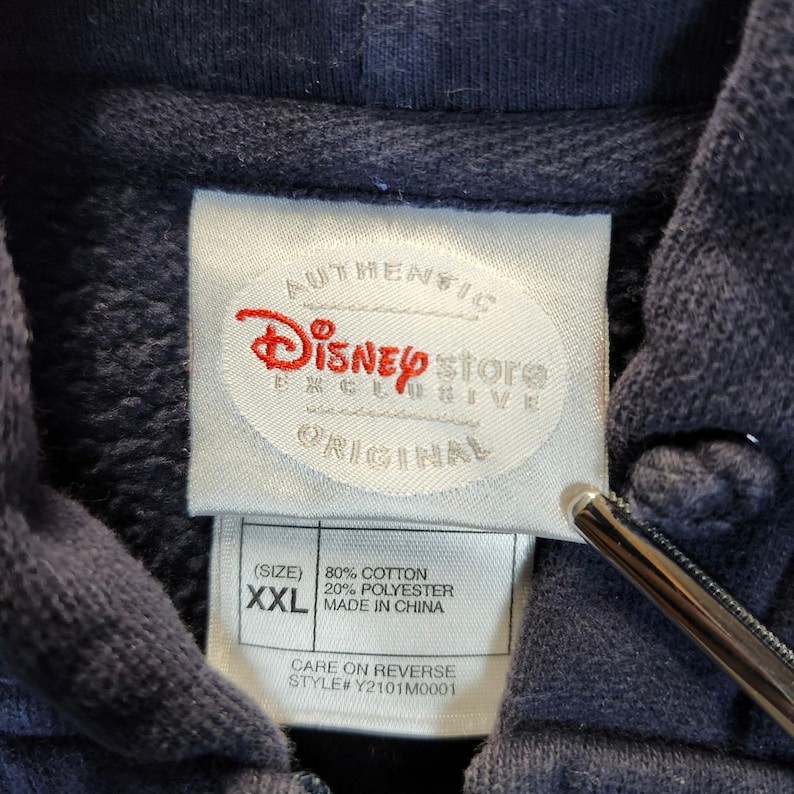 Disney Mickey Mouse Zip Up Hoodie Sweatshirt Navy Blue XXL Authentic Disney Stor zdjęcie 3