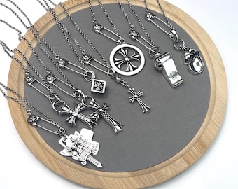 CH Vintage kruishanger ketting in doos, gothic punk ketting voor hem