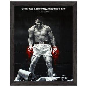 Boxing Legend Wall Art | Float Like a Butterfly Sting Like a Bee | Motivation Poster | Gym Office Decor | Framed Quote Print