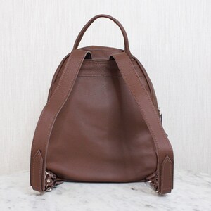 Brown Leather Backpack Travel Bag with Large Front Pocket image 3