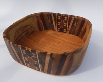 Cosmati Bowl 8"  multi layer inlay bowl using Louisiana woods