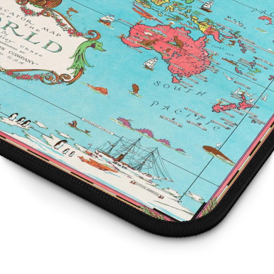 Mercator World Map Desk Mat – Vintage Map of the World Mouse Pad, XXL ...