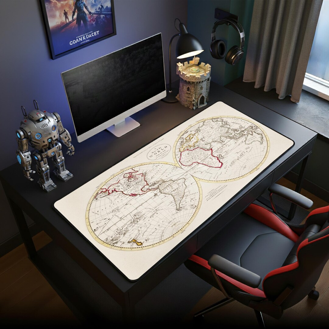 Desktop Mat Map Antique World Map Desk Mat – “A Map of the World From the Best ...
