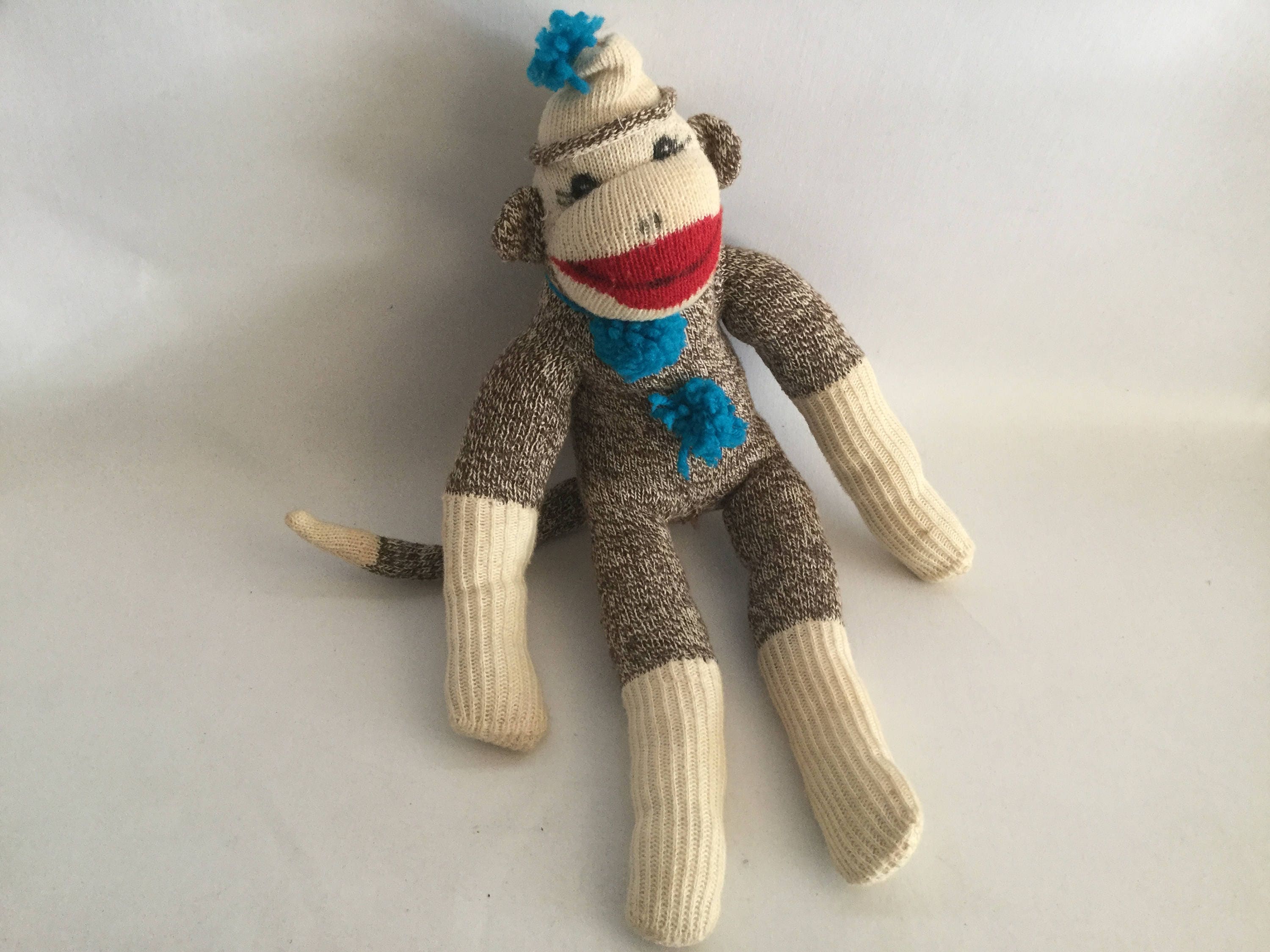 Vintage SOCK MONKEY 16 Plush Classic Stuffed Animal Etsy