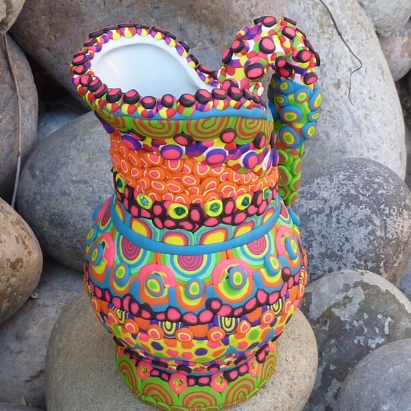 Upcycled Mosaic Ceramic Pitcher, "Mrs. Darling"