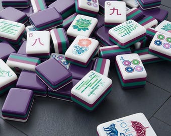 Purple Acrylic Mahjong Set, 160 Tiles, NMJL Compatible, Lavender Gradient Game