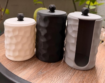 Bathroom Organizer Set | 3D Printed Cotton Pad Holder, Swab Container & Makeup Organizer