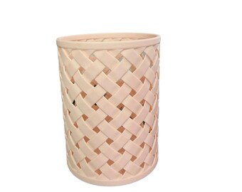 3D Printed Woven-Style Pencil Holder – Modern Desk Organizer, Minimalist Pen Cup