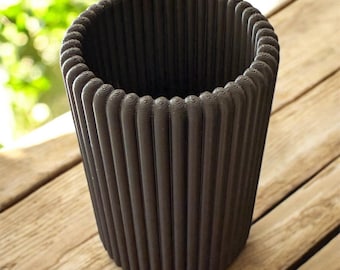 Modern Bathroom Organizer | 3D Printed Ribbed Toothbrush & Desk Organizer | Minimalist Storage Holder