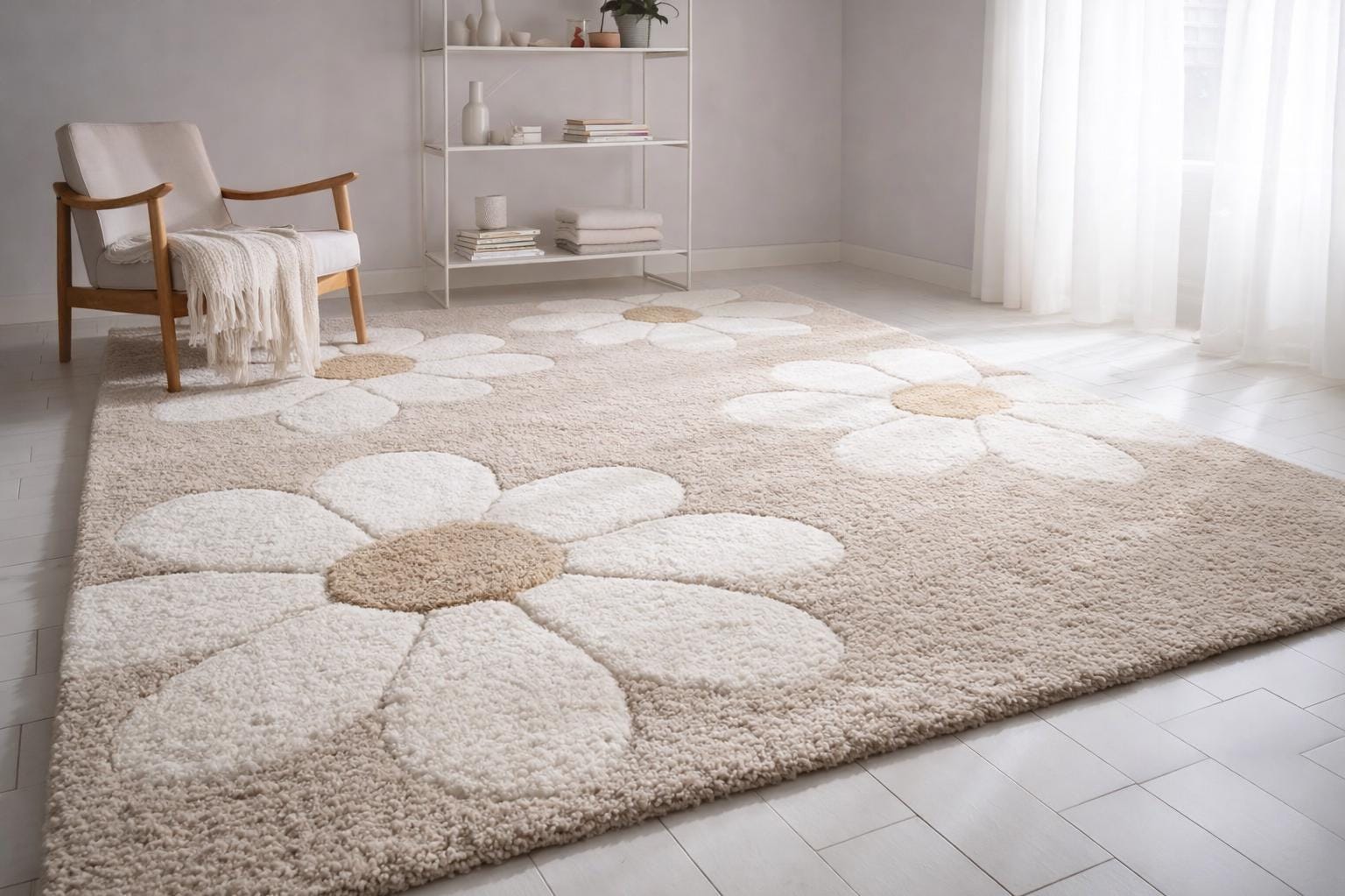 Beau Tapis À Motif Floral Pour Salon, Chambre À Coucher, Salle De Bain Ultra Doux, Confortable