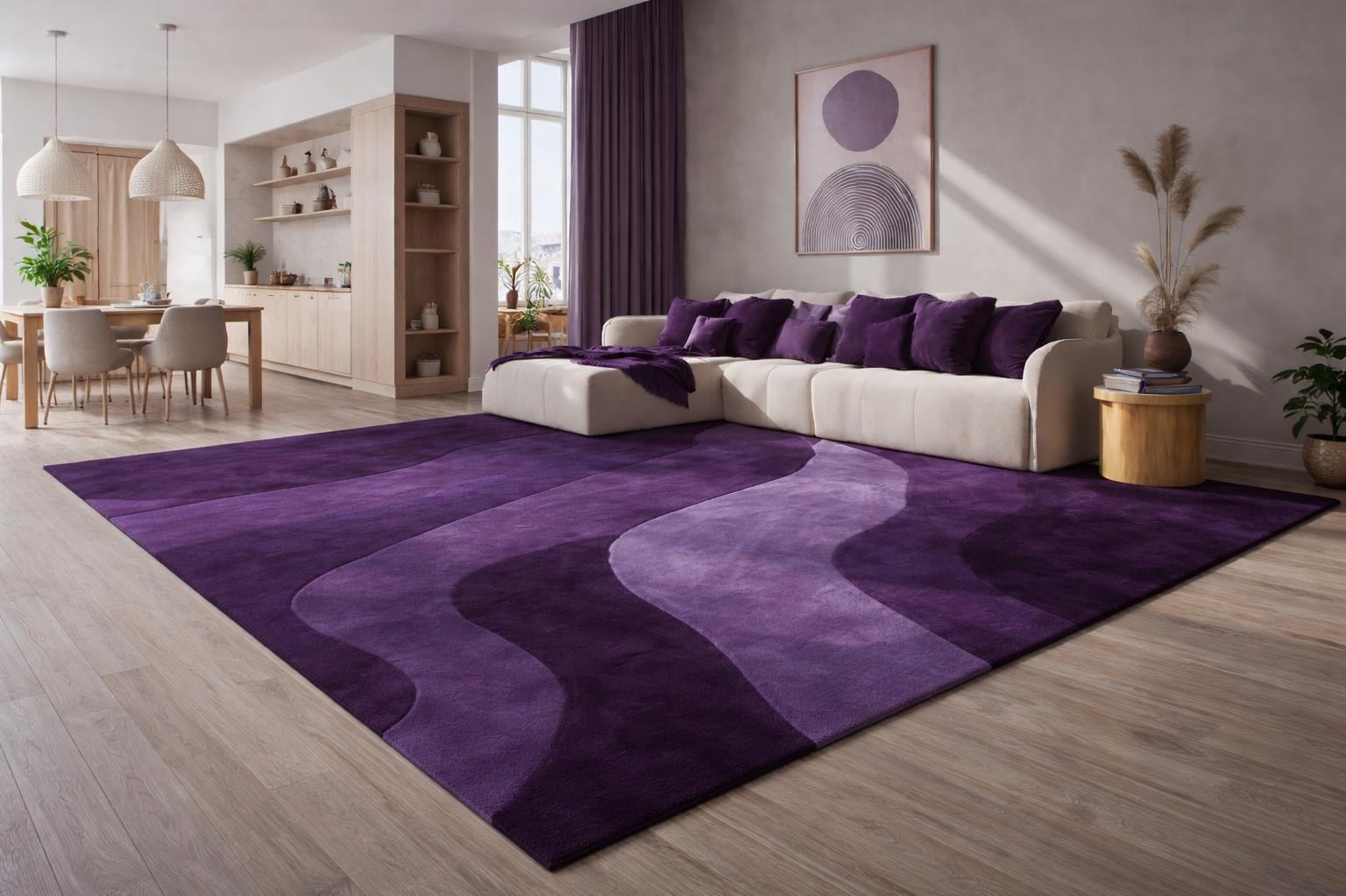 Modern Purple Wave 10X14 Area Rug – Abstract Contemporary Hand Tufted ...