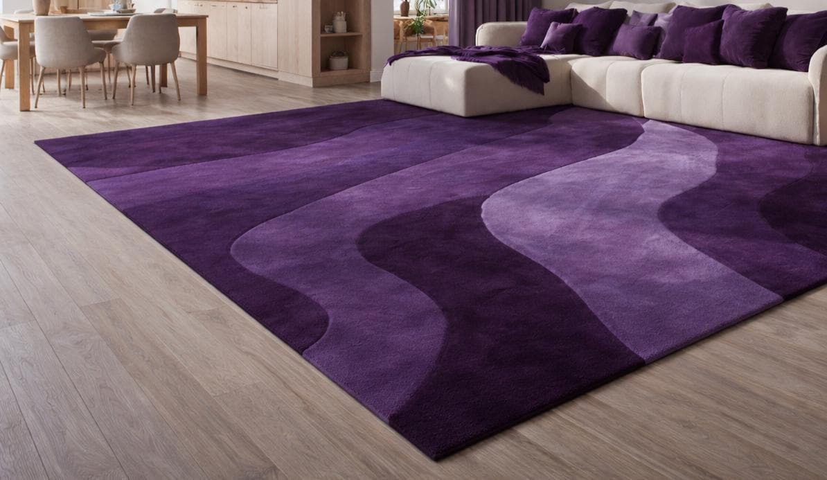 Modern Purple Wave 10X14 Area Rug – Abstract Contemporary Hand Tufted ...