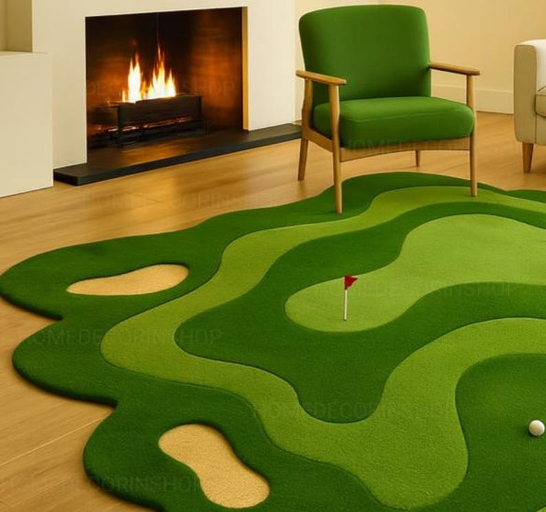 Golf Entry Rug Golf Putting Green Rug | Indoor Golf Practice Mat Hand Tufted Area Rug ...
