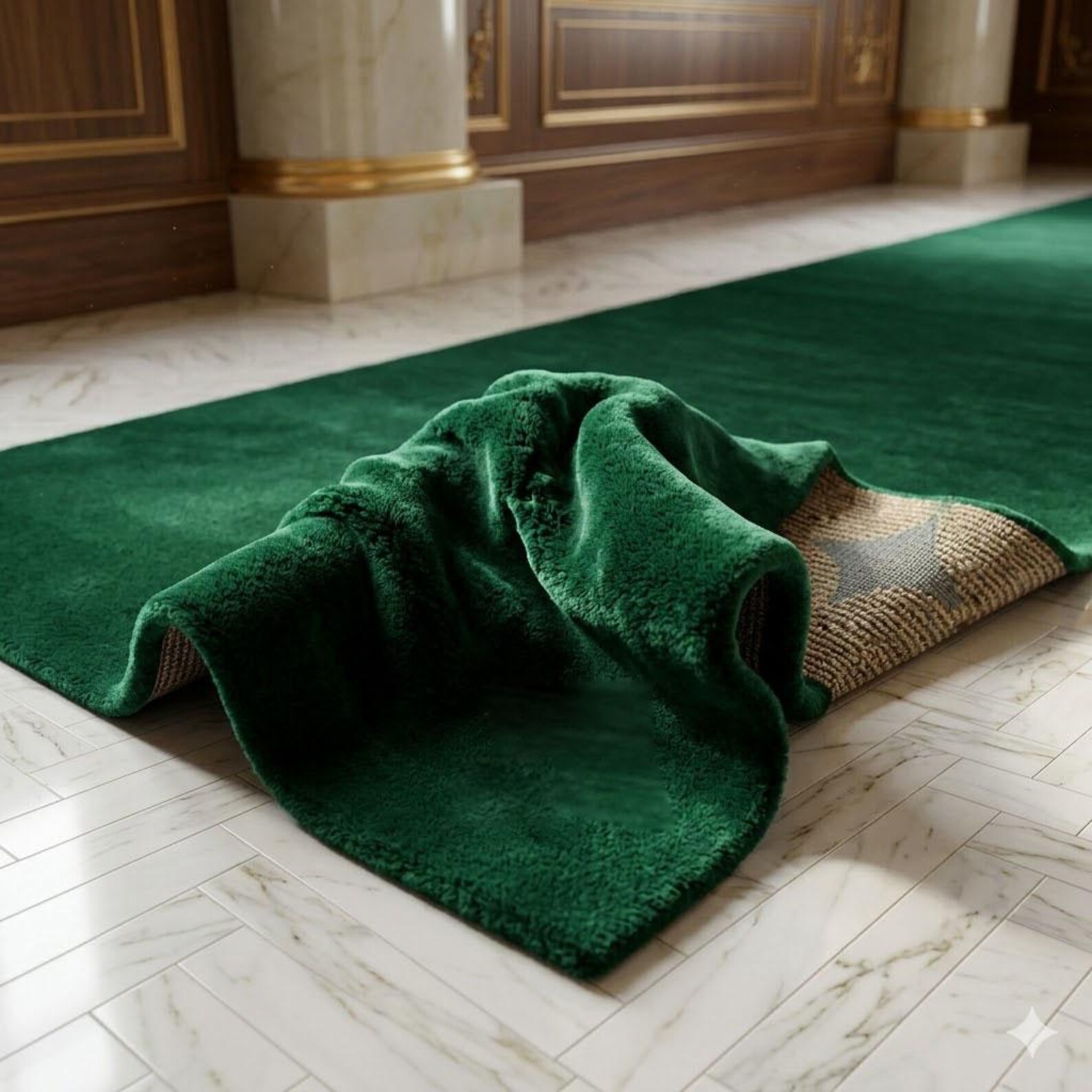 Emerald Green Runner Rug, Luxury Hallway Rug, Long Plush Corridor ...