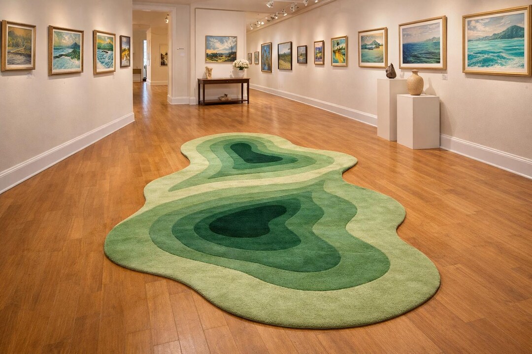 Organic Abstract Green Rug | Hand Tufted Modern Area Rug | Sage & Olive ...