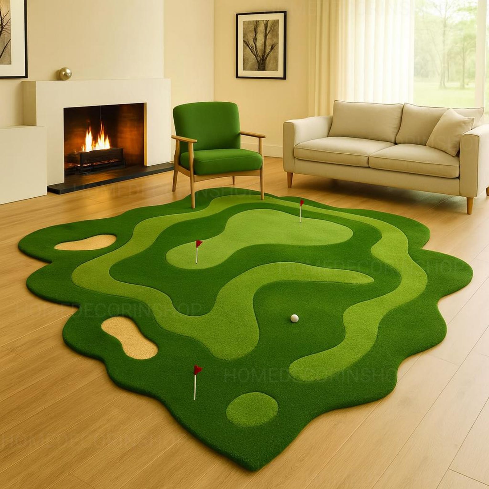Golf Ramp Rug Golf Putting Green Rug | Indoor Golf Practice Mat Hand Tufted Area Rug ...