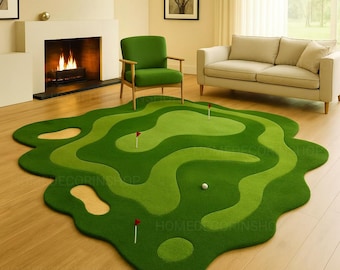Putting greendeken golf | Handgetuft vloerkleed voor indoor golf | 3D-vormig groen turftapijt | Sport Spelkamer Woonkamer Decor