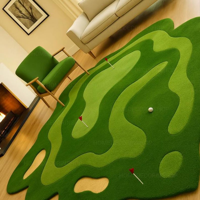Golf Ramp Rug Golf Putting Green Rug | Indoor Golf Practice Mat Hand Tufted Area Rug ...