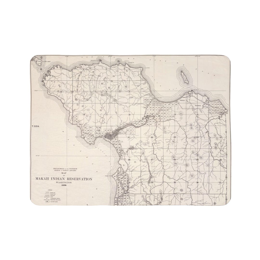 1936 Neah Bay Forestry Map Fleece Sherpa Blanket | Makah Map Throw - Etsy