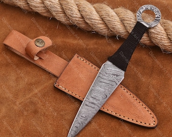 Custom Handmade Damascus Kunai Throwing Knife,dagger Throwing hunting knife, Christmas gift Birthday Gift for Men, Anniversary Gift for Him