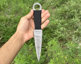 Handmade Damascus Kunai Throwing Knife,dagger Throwing hunting knife .Christmas Gift Birthday Gift for Men Anniversary Gift for Him / Her