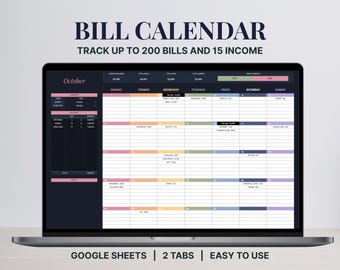 Bill Calendar Spreadsheet | Payment Tracker, Budget Template (Google Sheets)