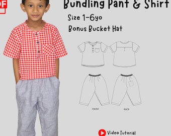 Shirt & Pant Sewing Pattern: Toddler/Kids Size 1-6Y (PDF Pattern)