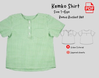 Shirt Sewing Pattern for Kids, Sizes 1-6 yo, Boy Top Pattern, Toddler Simple Shirt Pattern, Beginner Friendly, Pdf Download