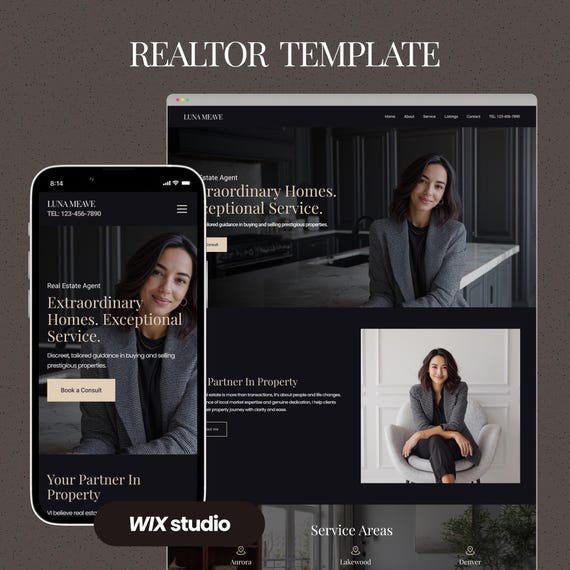 Luxury Real Estate Website Template made in Wix Studio, Wix Studio Template, Wix Template, Realtor Website Template, Landings page