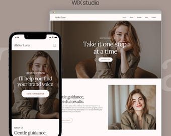 Coaching website template made in Wix Studio | Wix template | Drag and Drop | Customizable template | Website design | Beige, minimalist